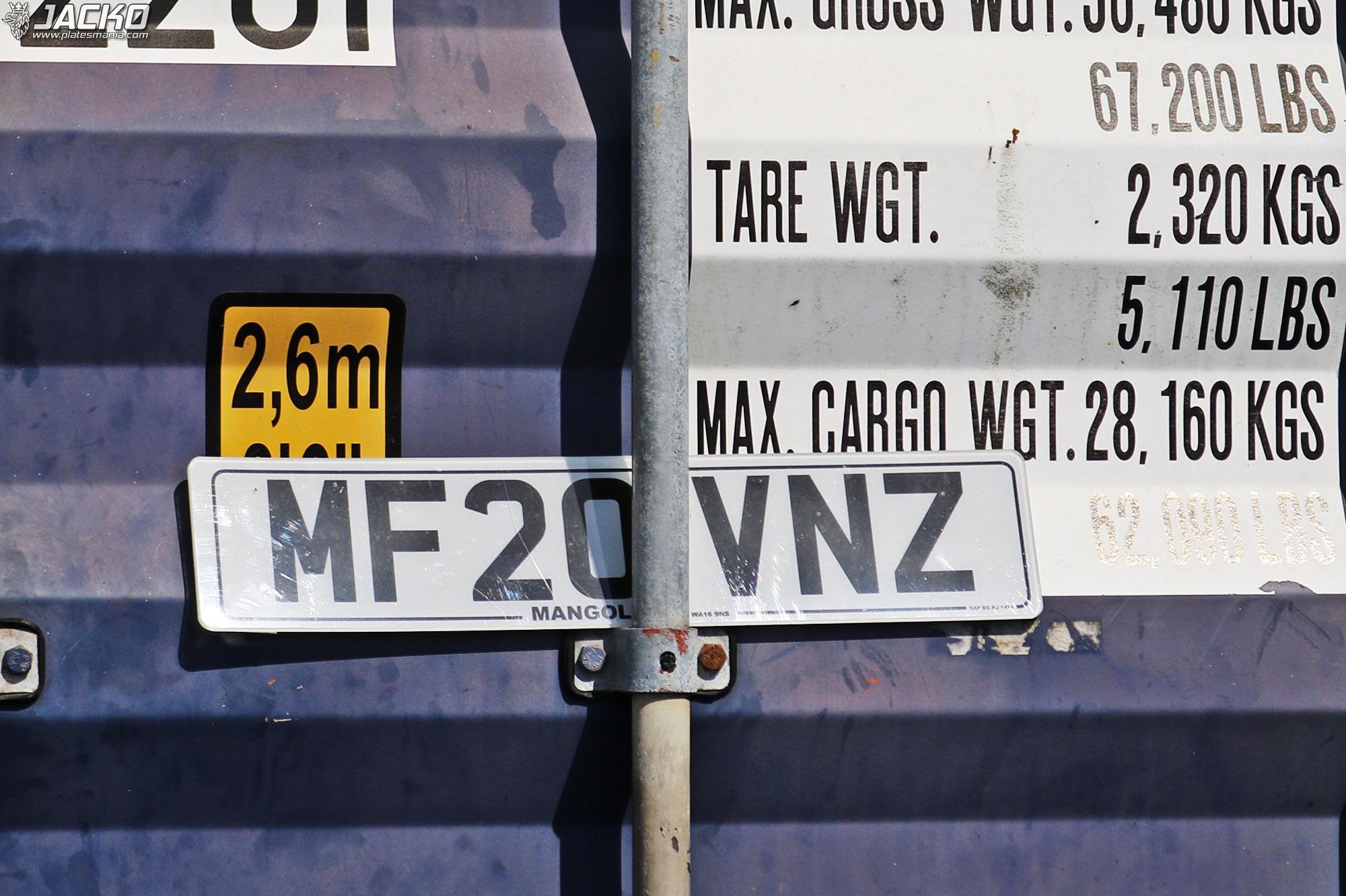 MF20VNZ, License plate without vehicle 