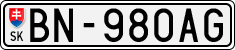 License plate of Slovakia, Cars