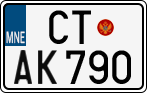License plate of Montenegro, Cars