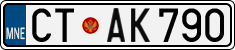 License plate of Montenegro, Cars