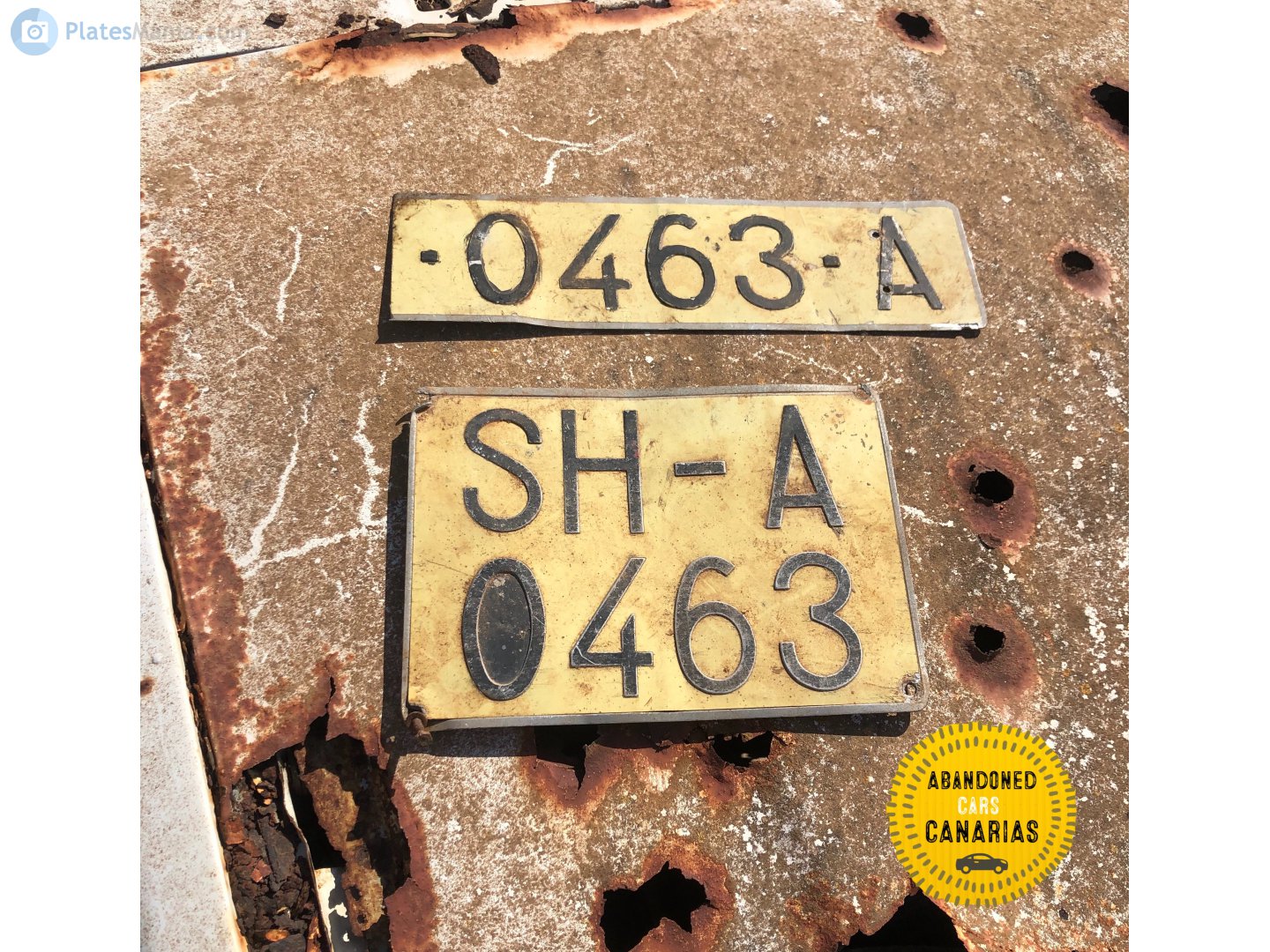 SH 0463 A, License plate without vehicle 