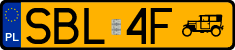 License plates of Poland, Oldtimers
