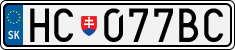 License plate of Slovakia, Cars
