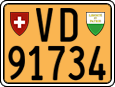 License plate of Switzerland, Slow vehicles (yellow)