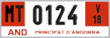 License plate of Andorra, Provisional (1234)