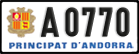 License plate of Andorra, Cars (A 1234)