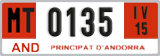License plate of Andorra, Provisional (1234)