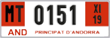 License plate of Andorra, Provisional (1234)