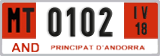 License plate of Andorra, Provisional (1234)