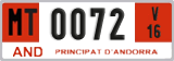 License plate of Andorra, Provisional (1234)
