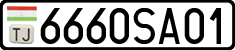 License plate of Tajikistan, Private owners (2009)