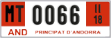 License plate of Andorra, Provisional (1234)