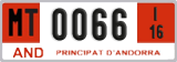 License plate of Andorra, Provisional (1234)