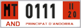 License plate of Andorra, Provisional (1234)