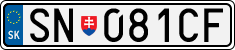 License plate of Slovakia, Cars