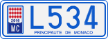 License plate of Monaco, Cars