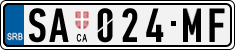 License plate of Serbia, Cars