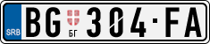 License plate of Serbia, Cars