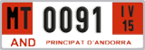 License plate of Andorra, Provisional (1234)