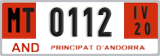 License plate of Andorra, Provisional (1234)