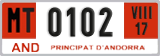 License plate of Andorra, Provisional (1234)