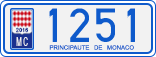 License plate of Monaco, Cars