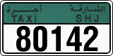 License plate of the UAE, Sharjah, Taxi