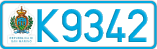 License plate of San Marino, Cars (A1234)