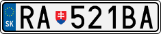 License plate of Slovakia, Cars