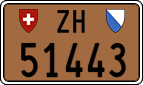 License plate of Switzerland, Except vehicles and snowmobiles (brown)