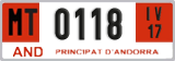License plate of Andorra, Provisional (1234)