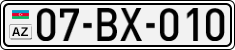 License plate of Azerbaijan, Cars