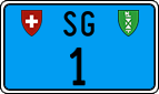License plate of Switzerland, Work and fire vehicles (blue)