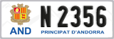 License plate of Andorra, Cars (A 1234)