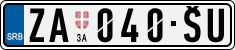 License plate of Serbia, Cars