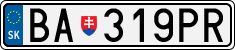 License plate of Slovakia, Cars