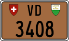 License plate of Switzerland, Except vehicles and snowmobiles (brown)