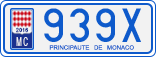 License plate of Monaco, Cars