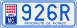 License plate of Monaco, Cars