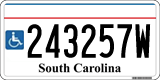 South Carolina, Vehicles for disabled persons (123456W)
