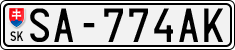 License plate of Slovakia, Cars