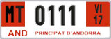 License plate of Andorra, Provisional (1234)
