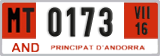 License plate of Andorra, Provisional (1234)