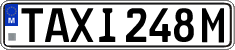 License plate of Malta, Taxi (TAXI 123A)