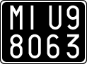License plate of Italy, Cars (1927 year series)