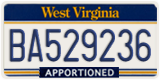 West Virginia, Apportioned (BA123456)