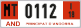 License plate of Andorra, Provisional (1234)