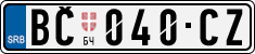 License plate of Serbia, Cars