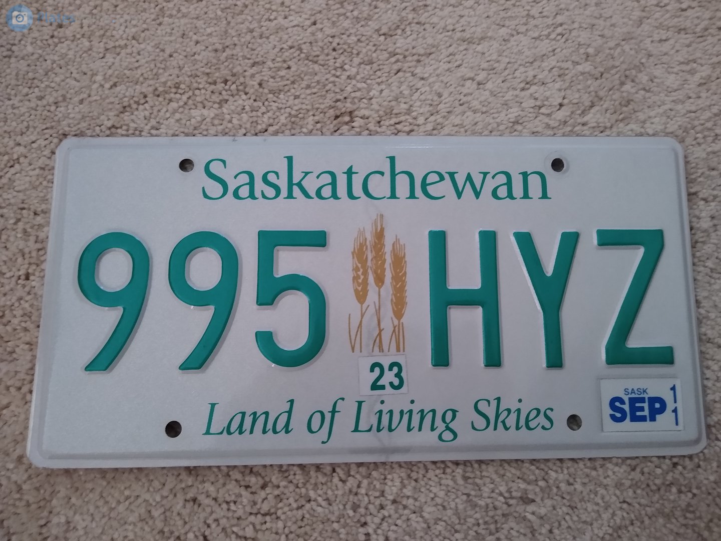 995 HYZ, License plate without vehicle 