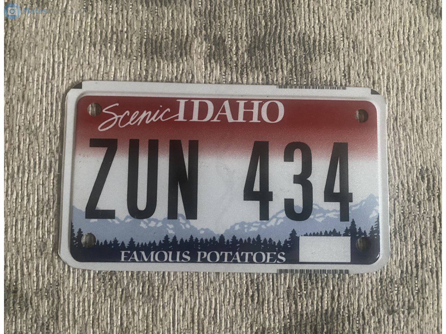 ZUN 434, License plate without vehicle 